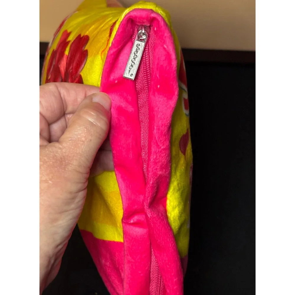 Iscream Swedish Fish Hearts Plush Pillow Yellow Pink Candy Bag with 4 Hearts